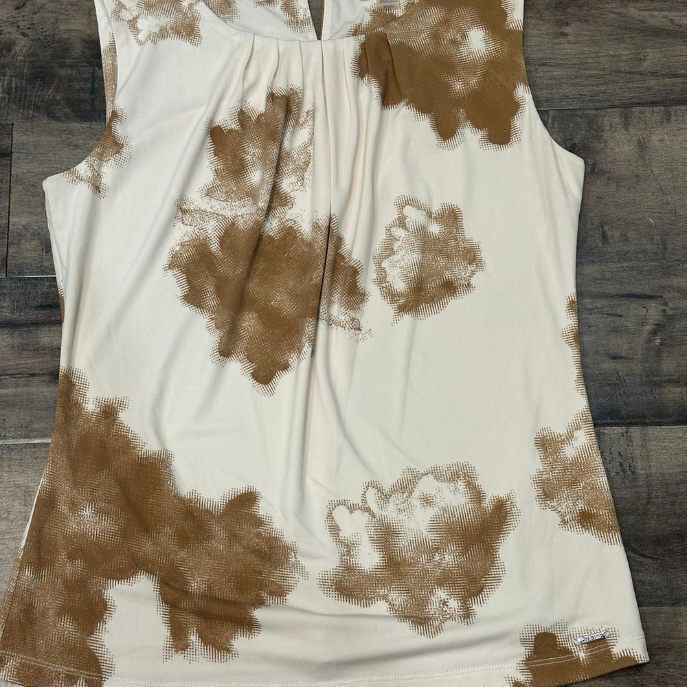 Calvin Klein Collection Brown and Cream Tank Top